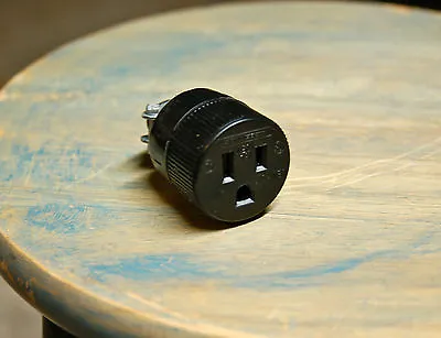 3-Wire Outlet W/ Cord Clamp - Grounded Electrical Receptacle Female Plug Vintage • $4.95