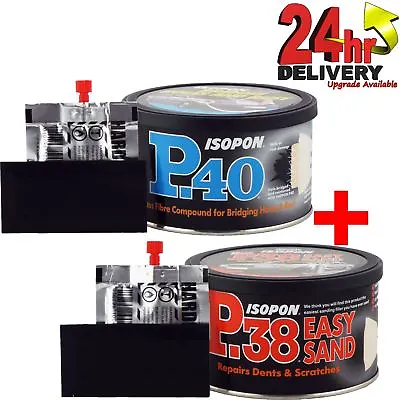 U-Pol David's Isopon P38 & P40 Body Filler Compound Car Body 2x250ml Repair Kit • £14.70