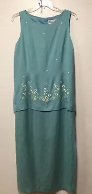 Mother-Of-The-Bride Dress Size 14 Sea Foam Green Linen Rayon Jessica Howard  216 • $45