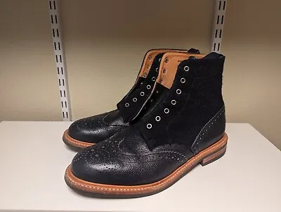 Mark Mcnairy Amsterdam - Navy Grain Leather Harris Tweed Brogue Boots UK11/US12 • $180