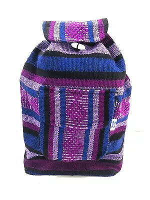 Authentic RASTA Bag Beach Hippie Baja Ethnic Unisex Backpack Made In Mexico 19 • $16.16
