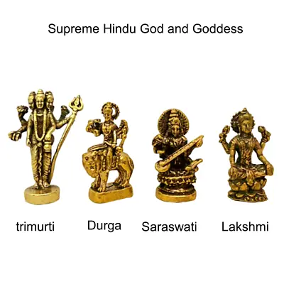 $36 • Buy Trimurti 3 Goddess Vishnu Shiva Brahma Durga Lakshmi Saraswati Mini Brass Statue