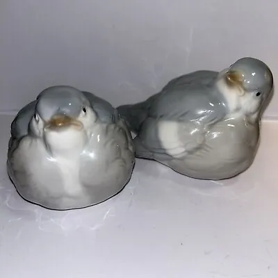 2 Vintage Mid Century MCM Otagiri Porcelain Chubby Birds Doves Chunky Blue Gray • $24.99