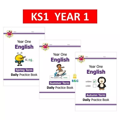 KS1 Year 1 English Daily Practice Books 3 Books Bundle Ages 5-6 Cgp • £18.99