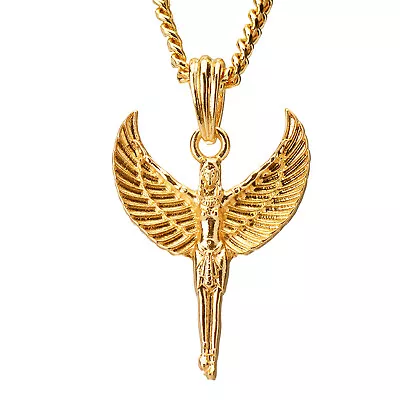 Men's 14k Gold Plated Michael Angel Long Wing 20  Cuban Chain Necklace MMP 112 G • $9.99
