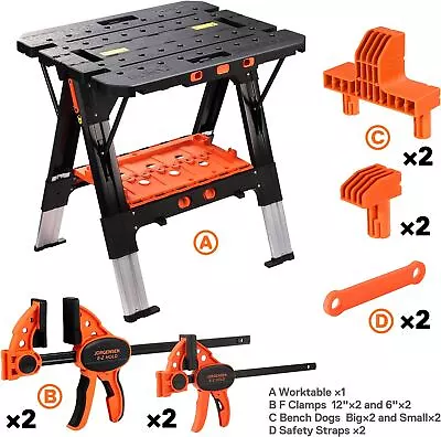 Pony 2-in-1 Work Bench Portable With 4pc Clamp 4pc Bench Dog 2pc Safety Strap • $169.99