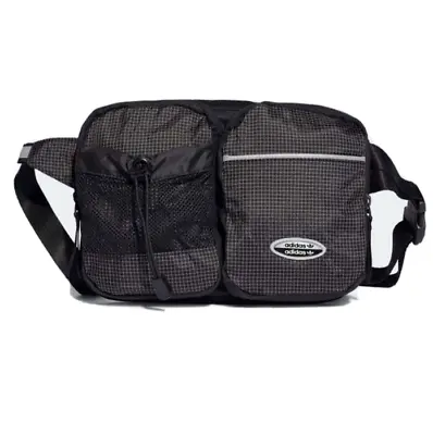 Adidas Originals Crossbody Waist Bag Men's Black Ripstop Travel Retro Sport Mesh • $19.80