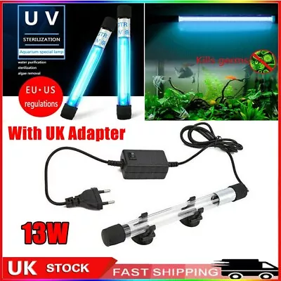 13W UV Steriliser Light Lamp For Aquarium Tank Clarifier Submersible Ultraviolet • £9.99