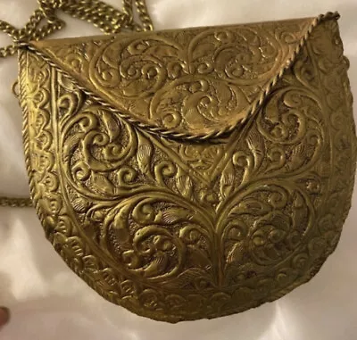 Vintage Metal Purse Handbag Handmade In Gold Tone • $58