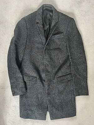 ALL SAINTS District Coat Men's (UK) 36 Small Wool Button Up Plaid Notch Lapel • £59