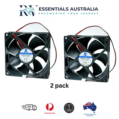 2 X 90MM 12 VOLT BRUSHLESS DC COOLING VENTILATION FAN CARAVAN PARTS ACCESSORIES • $39.85