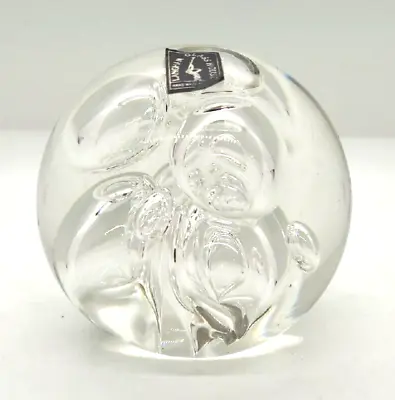 Langham? Glass Paperweight 8cm Clear Controlled Bubble • £8.99