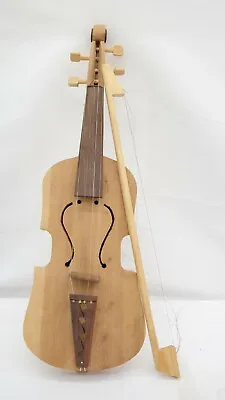 Hand Carved Wooden Violin Sculpture - Handmade - Tabletop Decor - Folk Art TF • $58.79