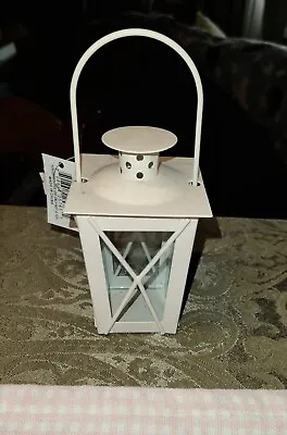 New White Mini Metal Tea Light Lantern  Candle Holder ♡ Centerpiece  • $5