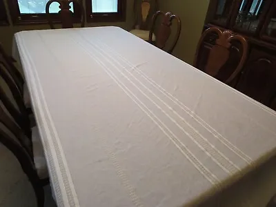 Vintage Ivory With Metalic Gold Thread Tablecloth 60 X 120 • $17.99
