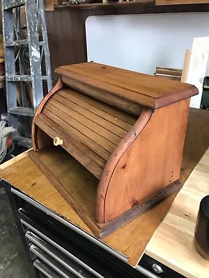 Vintage Country Wood Roll Top Door Bread Box Keeper - Kitchen Home Decor • $25