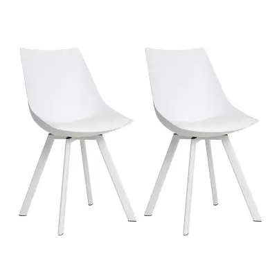 $139 • Buy Artiss Set Of 2 Lylette Dining Chairs Cafe Chairs PU Leather Padded Seat White