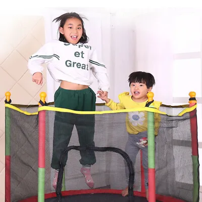 5FT Kid Trampoline With Safety Net Enclosure Outdoor Children Garden Fun Toy • £37.49