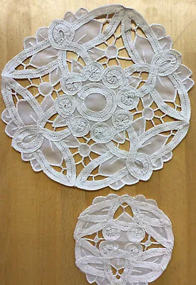 £3.27 • Buy Lovely Set Of 1 Lace Table Mat & 6 Coasters In Cream