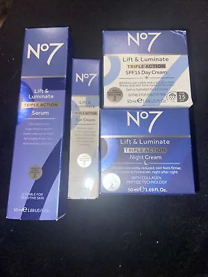 No7 Lift & Luminate Triple Action Bundle X4: Serum/Eye Cream/Day & Night Cream • £40