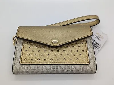 Michael Kors Honey Card Holder Wallet Wristlet Bag Gold /Vanilla - New With Tag • $54.07