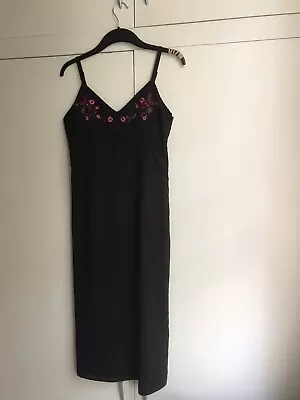 Pretty Black Mexx Cotton Dress Spagetti Straps Below Knee Floral Top RRP £56 10 • £9.99