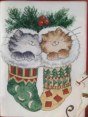 Margaret Sherry Holiday Cuddles Cats In Stocking Cross Stitch Design Chart • £1.99