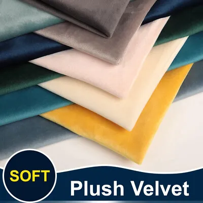 Plush Velvet Upholstery Fabric Material Soft Curtain Cushion Sofa Dressmaking UK • £0.99