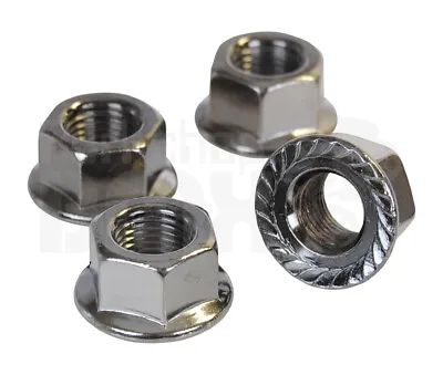 Flanged BMX Bicycle Axle Nut 3/8  X 26T - SET OF 4 - SILVER • $11.99