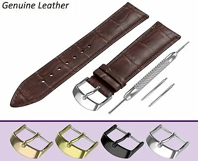 Fits ACCURIST Dark Brown Genuine Leather Watch Strap Band For Buckle Clasp +Pins • £6.95