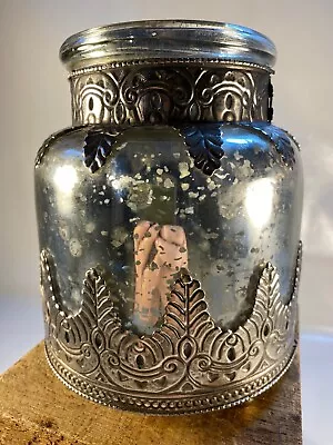 Pottery Barn: Hand Blown Mercury Glass Vase Heavy Jar Highly Victorian Style • $72.99