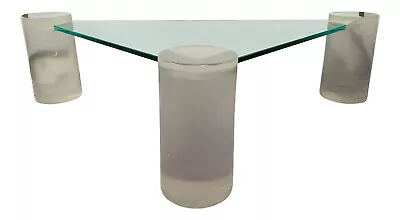 Triangle Lucite And Glass Coffee Table In The Manner Of Karl Springer • $1375