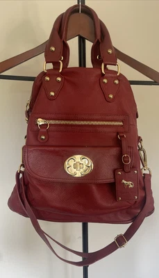 $30 • Buy Emma Fox Red Leather Shoulder Crossbody Bag Fold-over Satchel