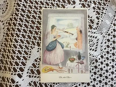 Mela (koehler) Broman. Romantic Man Serenades Lady Guitar Deco Postcard • $12