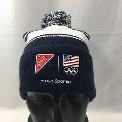 Nabisco USA Olympics Proud Sponsor Knit Beanie Cap Hat Pom Blue White One Size • $14