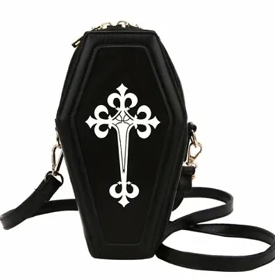 Gothic Crossbody Bag Coffin Shape  Shoulder Brand New Vampire Punk Christmas • £14.99