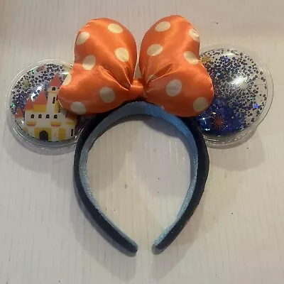 Disney Confetti Ears Minnie Mouse Orange Bow Castle Blue 2023 Adult Headband • $14.96