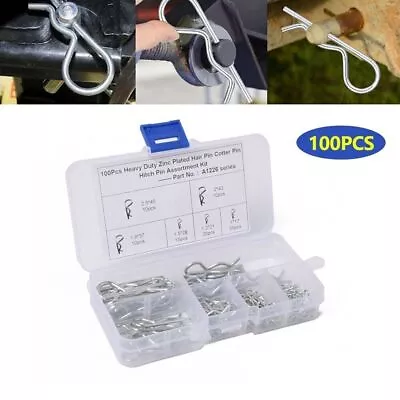 100X Car Carbon Steel R Clips Spring Hitch Cotter Hair Pin Assortment Anti-rust • $24.50