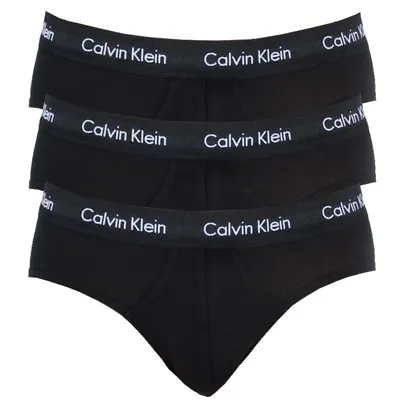 Calvin Klein U2661G-XWB 100% Authentic Mens Cotton HIP Briefs – 3 Pack Black  • £29.99