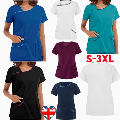 £11.99 • Buy Medical Nursing Women Scrub Suit Nurse Uniform Top Hospital Short Sleeve T-Shirt