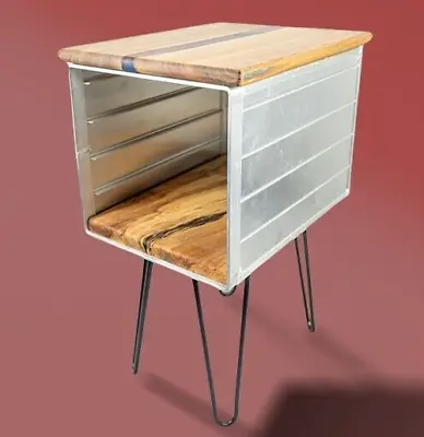 Open-Fronted Bedside Aircraft Galley Box Side Table Red Blue Copper Resin • £270