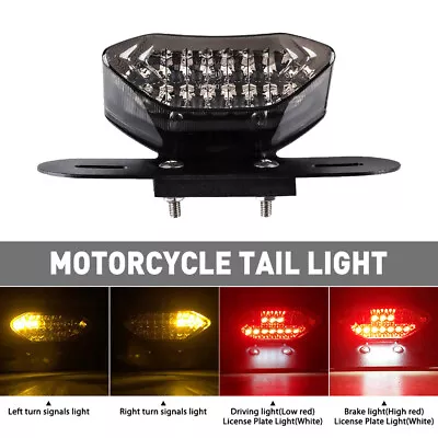 Universal Motorcycle License Plate With Stop Brake Tail Light LED Turn Signals • $12.99