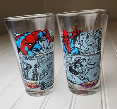 2 Marvel Comics 16oz. Drinking Glasses Spiderman The Amazing Spider-Man • $9