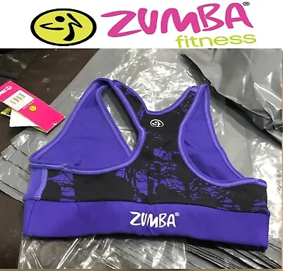 Zumba Sports Bra Top Fitness Gym Training Yoga Crop Dance Purple  Size XS 6-8 • £9.49