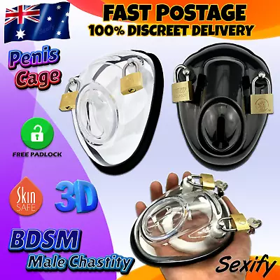 Male Chastity Kit Fetish Cock Cage Penis BDSM Bowl Restraint Bondage Sub Sex Toy • $26.95