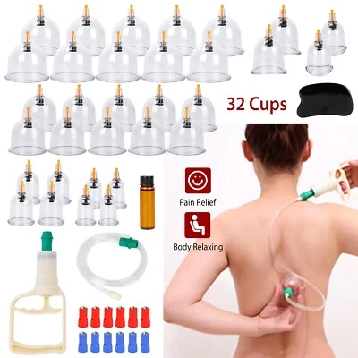 $26.49 • Buy 32 Cups Chinese Massage Therapy Cupping Kit Set Body Vacuum Suction Pain Relief