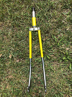 Vintage 70s Peugeot Deluxe 27  Chrome Yellow Front Bicycle Fork • $62