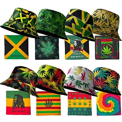 Reversible Jamaica Weed Leaf Fisherman Bucket Bush Sun Cap Hat Unisex Bandana • $5.10