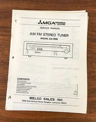 Mitsubishi DA-F620 Tuner Service Manual *Original* • $29.89