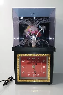 Vintage Fiber Optic Lamp Rotating Floral Electric Light Battery Clock Taiwan   • $29.99